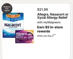 Walgreens Allegra, Nasacort or Xyzal Allergy Relief offer