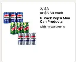 Walgreens 6 - Pack Pepsi Mini Can Products offer