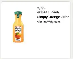 Walgreens Simply Orange Juice offer