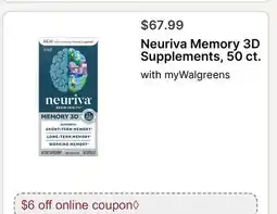 Walgreens Neuriva Memory 3D Supplements, 50 ct offer