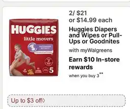 Walgreens Huggies Diapers and Wipes or Pull-Ups or Goodnites offer
