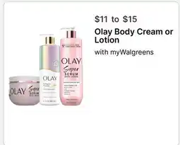 Walgreens Olay Body Cream or Lotion offer