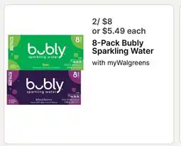 Walgreens 8-Pack Bubly Sparkling Water offer