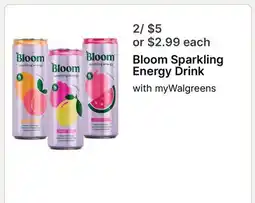 Walgreens Bloom Sparkling Energy Drink offer
