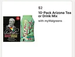 Walgreens 10-Pack Arizona Tea or Drink Mix offer