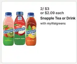 Walgreens Snapple Tea or Drink offer