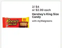 Walgreens Hershey's King Size Candy offer