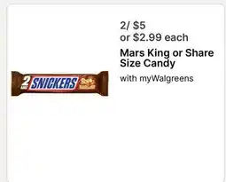 Walgreens Mars King or Share Size Candy offer