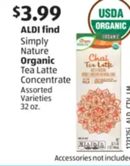 Aldi Simply Nature Organic Tea Latte Concentrate offer