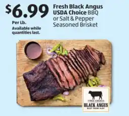 Aldi Fresh Black Angus USDA Choice BBQ or Salt & Pepper Seasoned Brisket offer