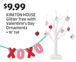 Aldi KIRKTON HOUSE Glitter Tree with Valentine's Day Ornaments offer
