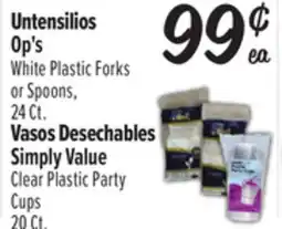 El Super White Plastic Forksor Spoons, 24 Ct. Clear Plastic Party Cups20 Ct offer