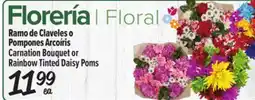 El Super Carnation Bouquet or Rainbow Tinted Daisy Poms offer