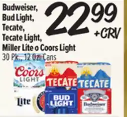El Super Budweiser, Bud Light, Tecate, Tecate Light, Miller Lite o Coors Light offer