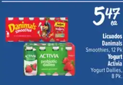 El Super Danimals Smoothies, 12 Pk Activia Yogurt Dailies, 8 Pk offer