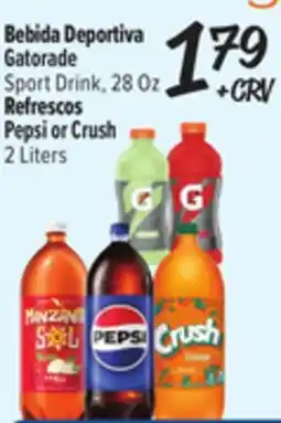 El Super Fresh Gatorade Sport Drink, 28Oz Pepsi or Crush 2 Liters offer