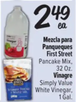 El Super First Street Pancake Mix, 32 Oz. Simply Value White Vinegar, 1 Gal offer