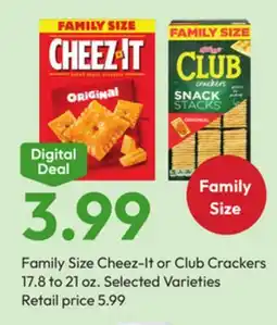 Stater Bros Family Size Cheez-It or Club Crackers offer