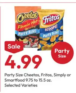 Stater Bros Party Size Cheetos, Fritos, Simply or Smartfood offer