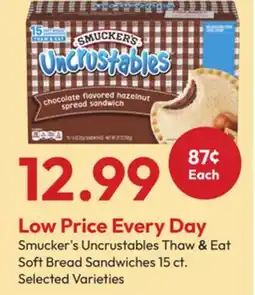 Stater Bros Smucker's Uncrustables Thaw & Eat Soft Bread Sandwiches offer