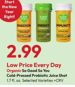 Stater Bros Organic So Good So You Cold-Pressed Probiotic Juice Shot offer