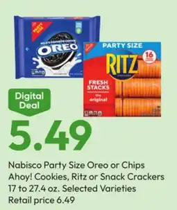 Stater Bros Nabisco Party Size Oreo or Chips Ahoy! Cookies, Ritz or Snack Crackers offer