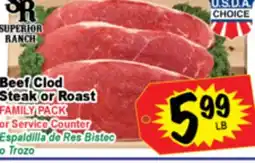 Superior Grocers Beef Clod Steak or Roast offer