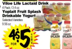 Superior Grocers Viloe Life Lactaid Drink, Yoplait Fruit Splash Drinkable Yogurt offer