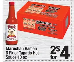 Super King Markets Maruchan Ramen 6 Pk or Tapatio Hot Sauce 10 oz offer