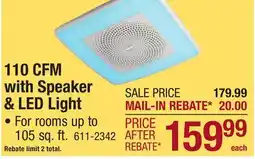 Menards Broan 110 CFM with Speaker & LED Light Bath Fan offer
