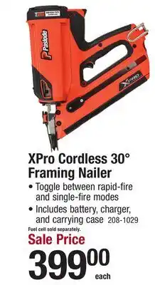 Menards XPro Cordless 30° Framing Nailer offer