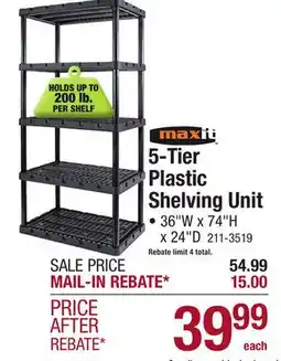 Menards 5-Tier Plastic Shelving Unit offer
