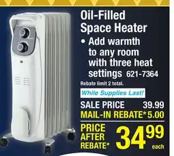 Menards Oil-Filled Space Heater offer