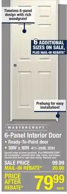Menards 6-Panel Interior Door offer