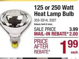 Menards 125 or 250 Watt Heat Lamp Bulb offer