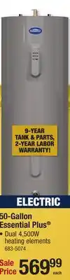 Menards 50-Gallon Essential Plus Water Heater offer