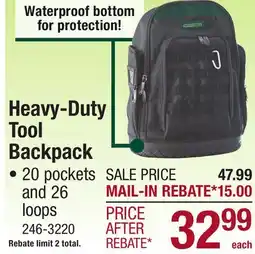 Menards Heavy-Duty Tool Backpack offer