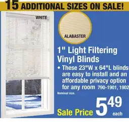 Menards 1 Light Filtering Vinyl Blinds offer