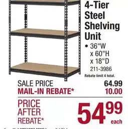 Menards 4-Tier Steel Shelving Unit offer