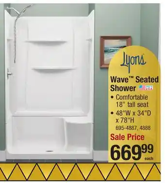 Menards Wave Seated Shower offer