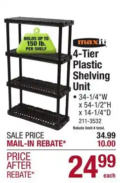 Menards 4-Tier Plastic Shelving Unit offer