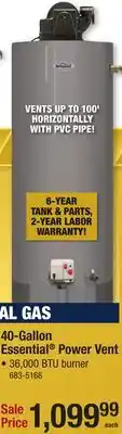 Menards 40-Gallon Essential Power Vent offer