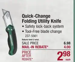 Menards Quick-Change Folding Utility Knife offer