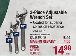 Menards 3-Piece Adjustable Wrench Set offer
