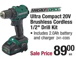 Menards Ultra Compact 20V Brushless Cordless 1/2 Drill Kit offer
