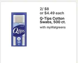 Walgreens Q-Tips Cotton Swabs offer
