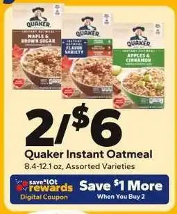 Save a Lot Quaker Instant Oatmeal offer