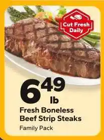 Save a Lot Fresh Boneless Beef Strip Steaks offer