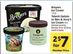 Safeway Breyers Ice Cream, Talenti Gelato or Ben & Jerry's Ice Cream offer