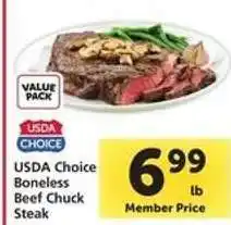 Safeway USDA Choice Boneless Beef Chuck Steak offer